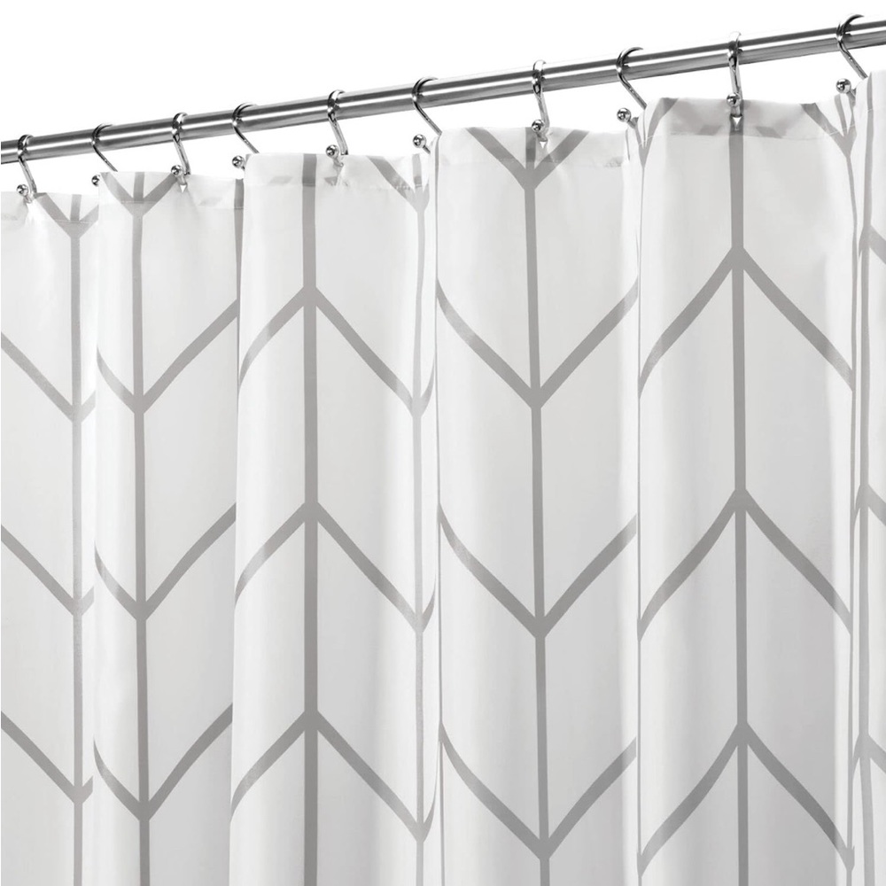 mDesign Modern Shower Curtain with Herringbone Pattern 72" x 84" - Gray